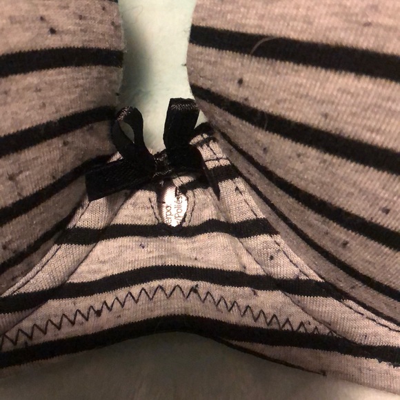 lace cross back black and greg stripe bra - Picture 2 of 3